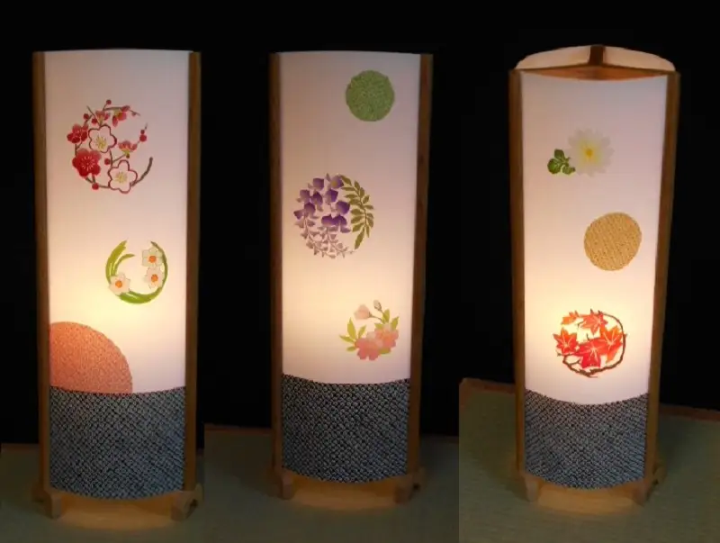 着物生地で作ったおしゃれな行灯（あんどん） お花のドット