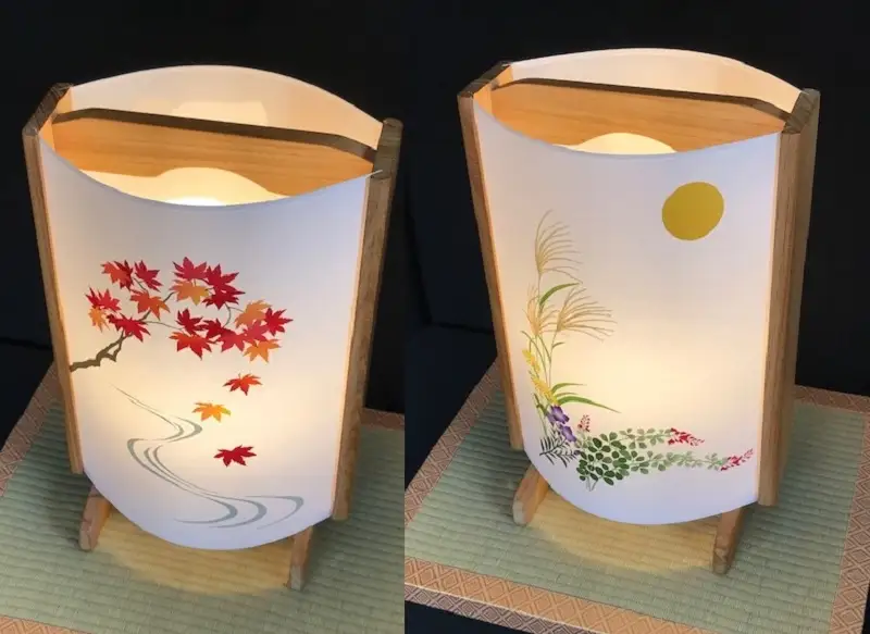 着物生地で作ったおしゃれな行灯（あんどん） 秋の植物