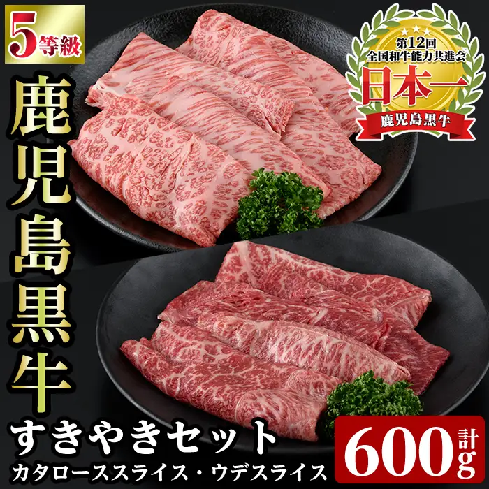 a498 ＜D-101＞ 鹿児島黒牛すきやきセット(計600g)【あいら農業協同組合】 姶良市 国産 鹿児島県産 肉 牛肉 牛 黒毛和牛 5等級 肩ロース ウデ肉 すき焼き
