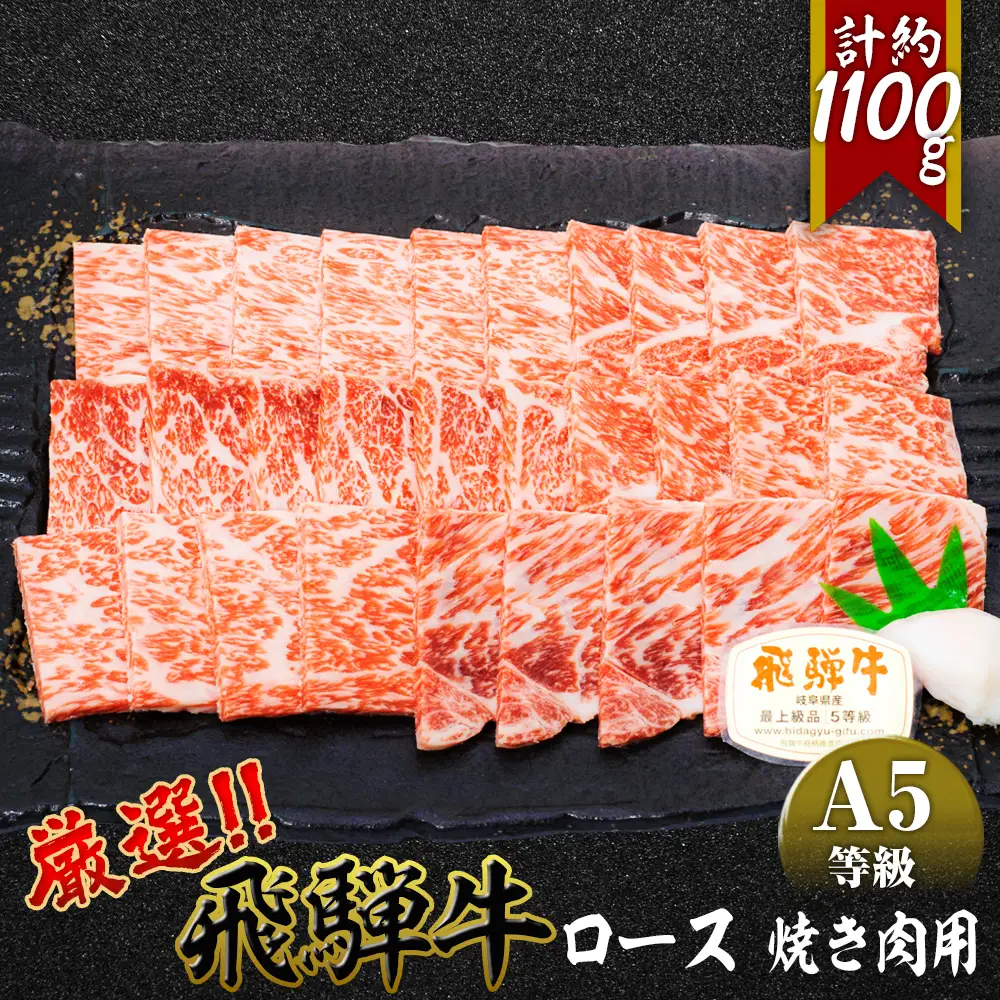 店主こだわり雌牛 飛騨牛A5等級　ロース　焼き肉用　約1.1kg [No.085]