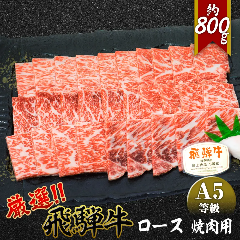 店主こだわり雌牛 飛騨牛A5等級　ロース　焼肉用　約800g [No.065]