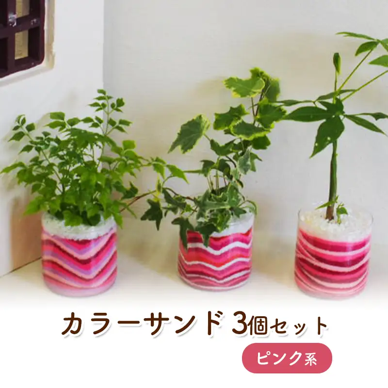 カラーサンド 3個 セット ピンク系 植物 インテリア ガーデン 