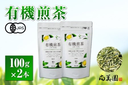 宇治・有機煎茶 100ｇ×2本〈有機 オーガニック 無農薬 お茶 茶 煎茶 緑茶 有機煎茶 飲料 茶葉 日本茶 宇治茶 加工食品〉 
