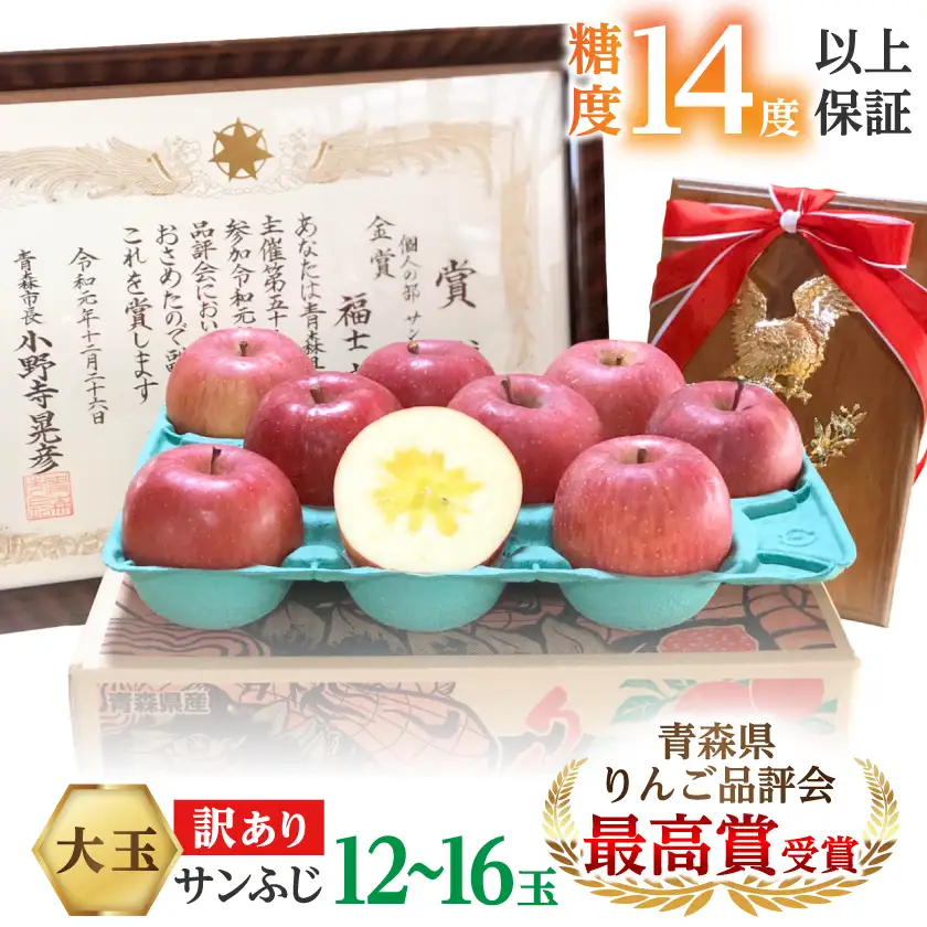 【りんご品評会最高賞】大玉 約5kg 糖度14度以上保証 訳あり 家庭用 りんご 「サンふじ」_果物・フルーツ りんご  リンゴ 林檎_【配送不可地域：離島】【1111237】