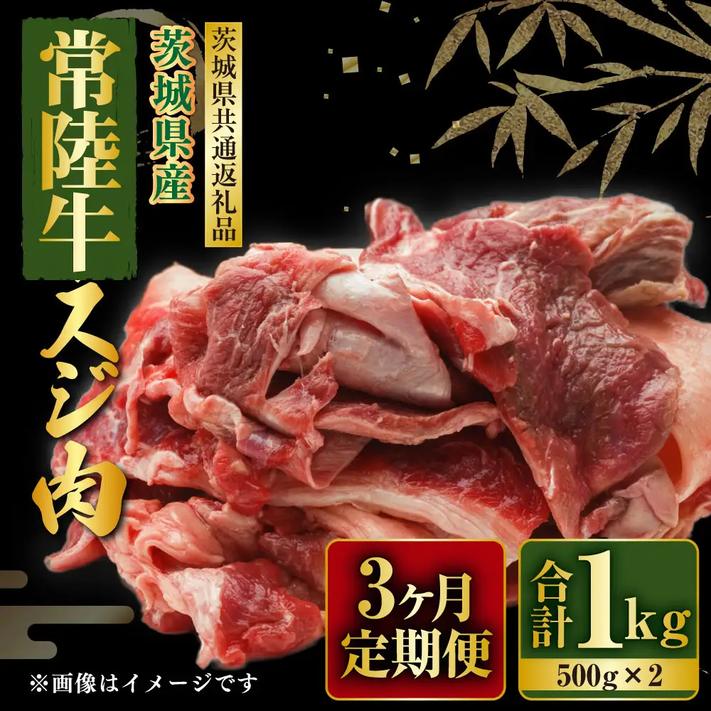 【定期便【定期便】常陸牛スジ肉1kg(500g×2) 3ヶ月連続お届け 合計3kg（茨城県共通返礼品） | 牛スジ肉 牛スジ スジ肉 スジ アウトドア お肉 牛肉 肉 常陸牛 国産 冷凍 おでん カレー 土手煮 煮込み 藤井商店 お取り寄せ 定期便 定期 3回 3ヶ月 茨城県 守谷市