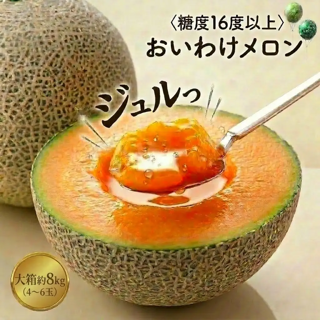 メロン ＜数量限定＞ おいわけメロン 糖度16度以上 大箱約8kg(4～6玉) 赤肉 北海道 安平町産 【1226767】