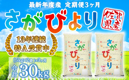 「令和5年産」さがびより 定期便 3ヶ月 30kg 999-B604