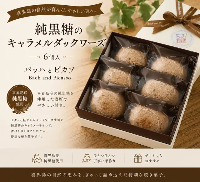 純黒糖のキャラメルダックワーズ(6個入り)【バッハとピカソ】