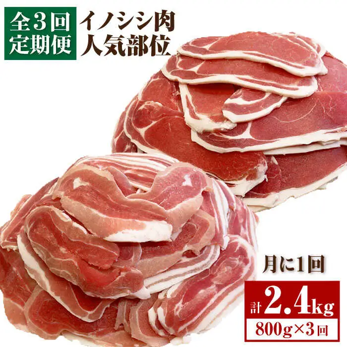 【3回定期便】≪脊振ジビエ≫イノシシ肉人気部位 総量2.4kg【ブイマート・幸ちゃん】 [FAL059]