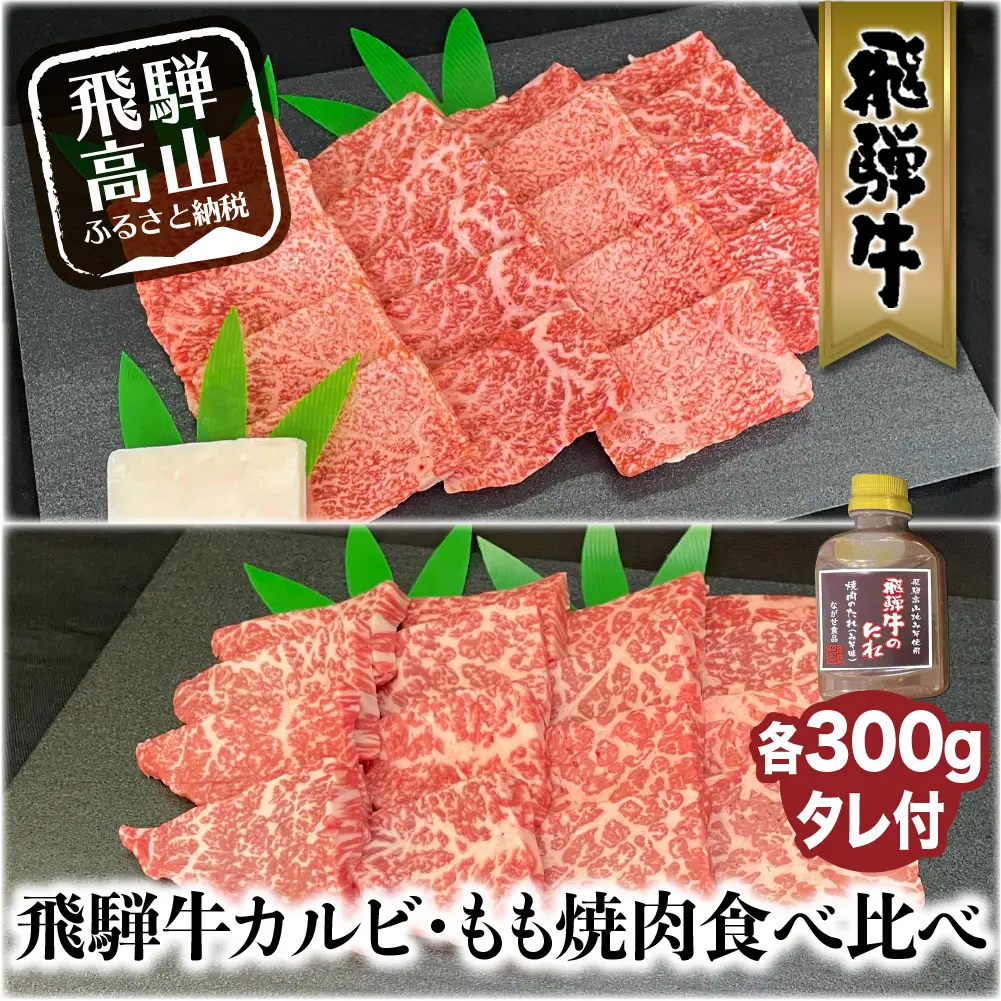 A5等級 飛騨牛 カルビ・もも 焼肉食べ比べ 600g（各300g）タレ付 | 焼肉 FH019