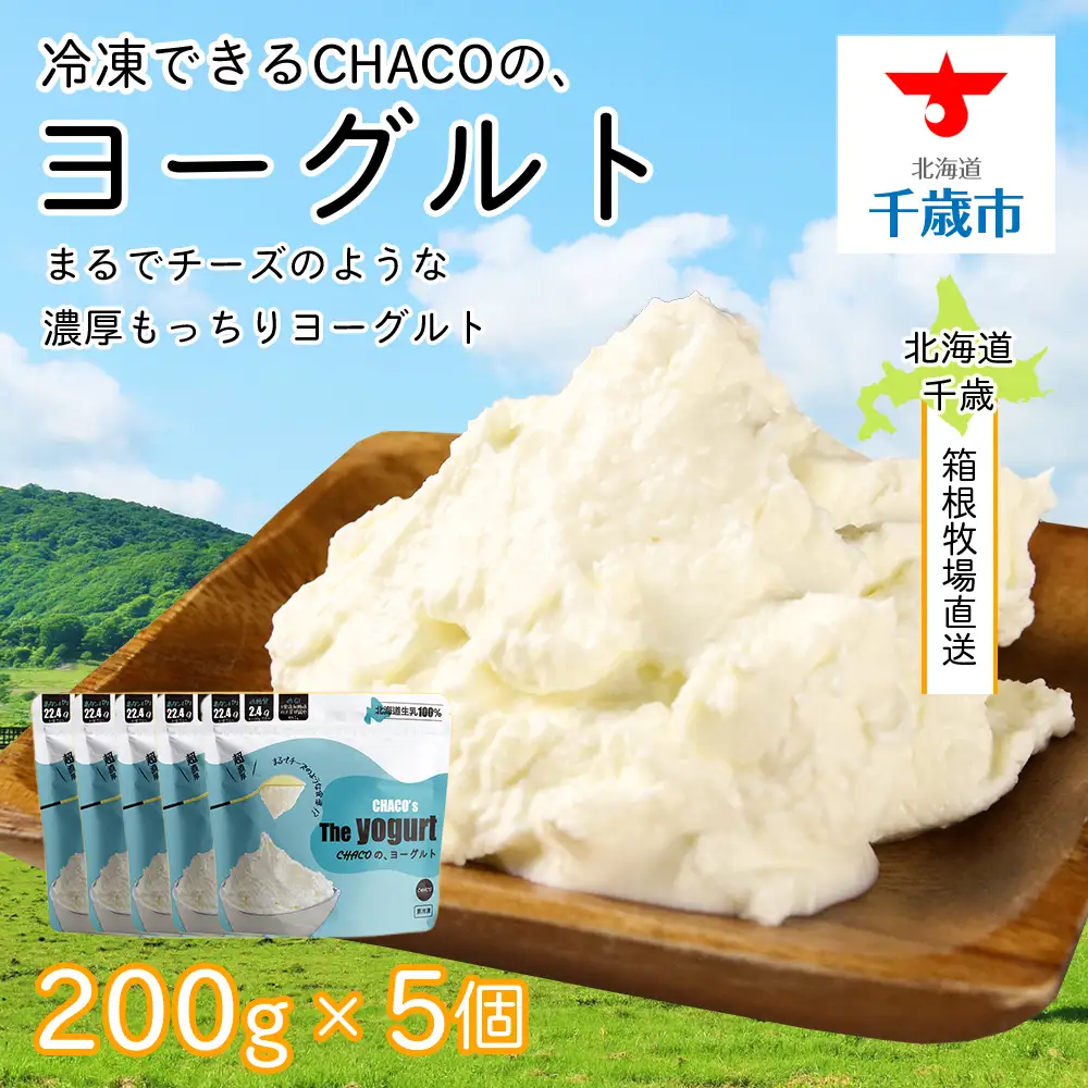 【北海道直送】冷凍できるCHACOのヨーグルト（200g×5個）