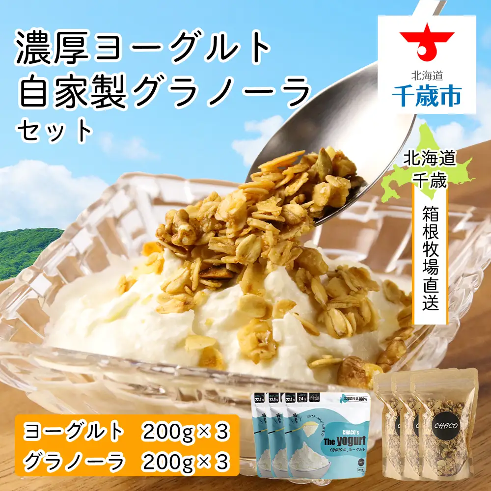 【北海道直送】濃厚ヨーグルト3個・自家製 グラノーラ3個セット