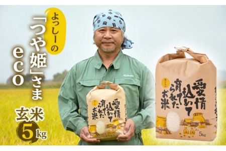 【先行予約】令和7年産 よっしーの「つや姫」さまeco (玄米）5kg 米 お米 おこめ 山形県 新庄市 F3S-2495