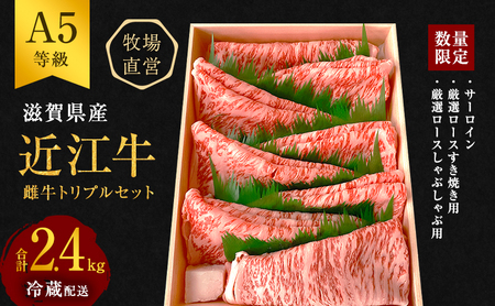 【最短1週間発送】【数量限定】【近江牛 西川畜産】A5ランク雌牛　厳選トリプル ふるさと納税 牛肉
