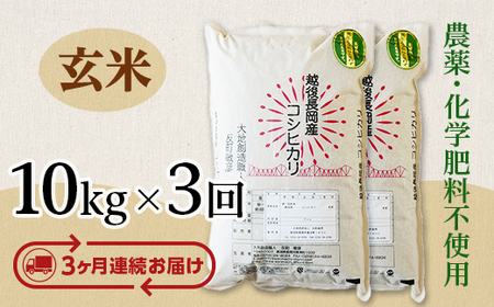 E1-G103B【3ヶ月連続お届け】新潟県長岡産コシヒカリ玄米10kg