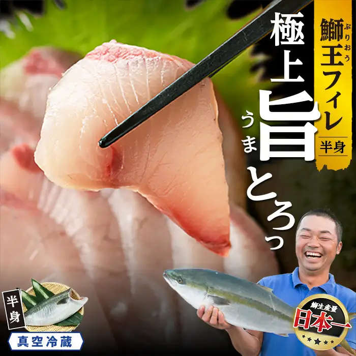 ＼先行予約／【10月以降順次発送】『旅サラダ』で紹介ぶりの王様「 鰤王 」 フィレ 半身 フィレ1枚 産地直送 新鮮 旨味が抜群の 長島町 特産品 ブランド ぶり 鰤 ブリ 切り身 真空 冷蔵 刺身 ぶりしゃぶ しゃぶしゃぶ 魚 魚介 人気 ランキング 【JFA】jfa-1629R8