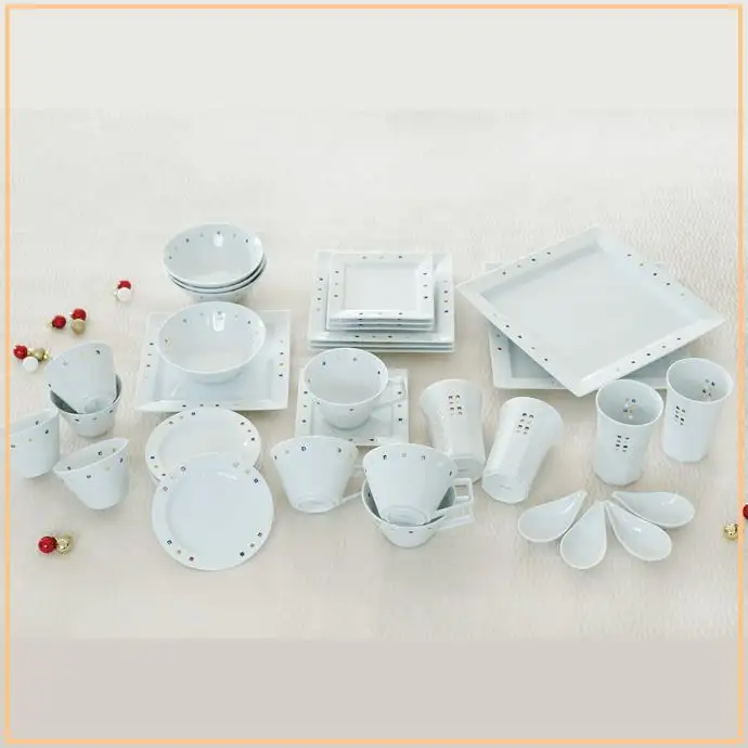 【波佐見焼】水晶カラフルスクエア プレート ボウル スープマグ 含む 34点セット 食器 皿 【丹心窯】 [AB11] 波佐見焼 食器
