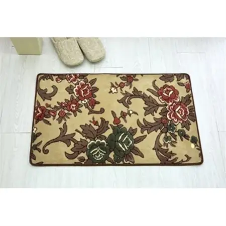 玄関マット 50×80 洗える マット 高級 金華山織 花ストリーク ベージュ_雑貨・日用品  家具・インテリア _【1064270】