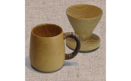 コーヒーカップセット 木製ドリッパー 桑・杉の木 コーヒーカップセット 桑の木
