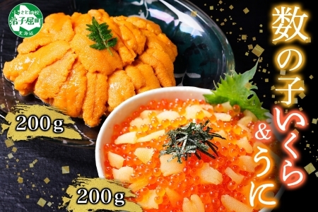 数の子・いくら醤油漬け 100g前後 2パック 計200g イクラ 魚卵 うに ウニ チリ産 冷凍 雲丹 100g前後 2パック 計200g 海鮮丼 送料無料 北海道 弟子屈町 3374