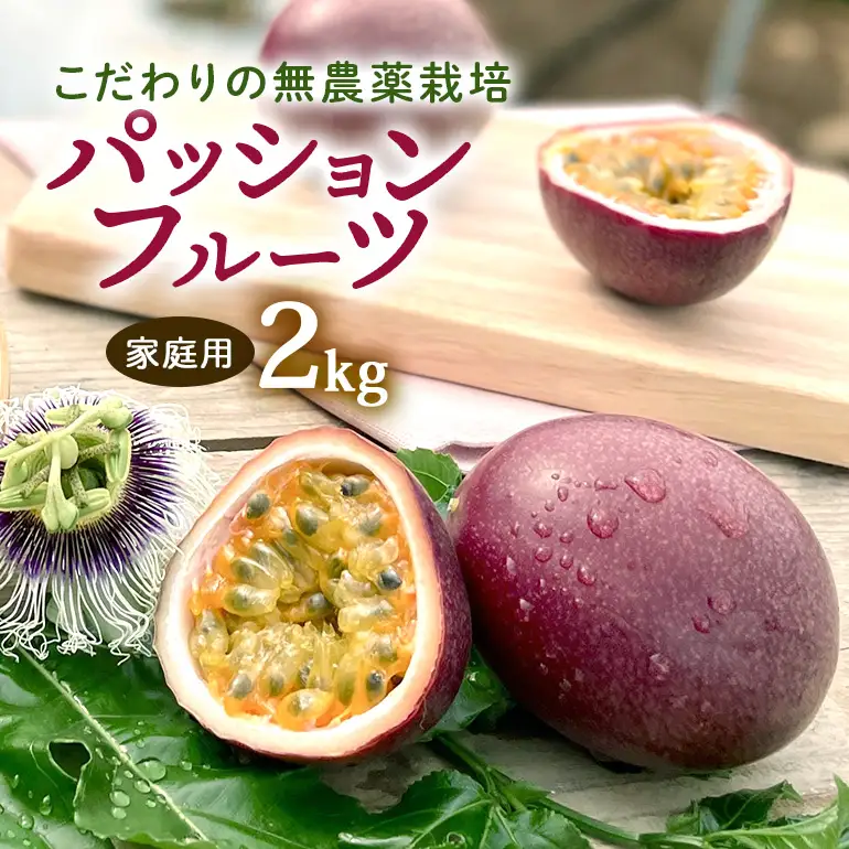 【 先行予約 2027年 発送 】こだわりの無農薬栽培 パッションフルーツ 2kg ＜ご家庭用＞ 果物 フルーツ くだもの 2キロ 沖縄 果実 南国フルーツ 沖縄県産 美味しい 甘い あまい 甘み 酸味 爽やか 産地直送 農家直送 産直 家庭用 沖縄県 糸満市 8-2