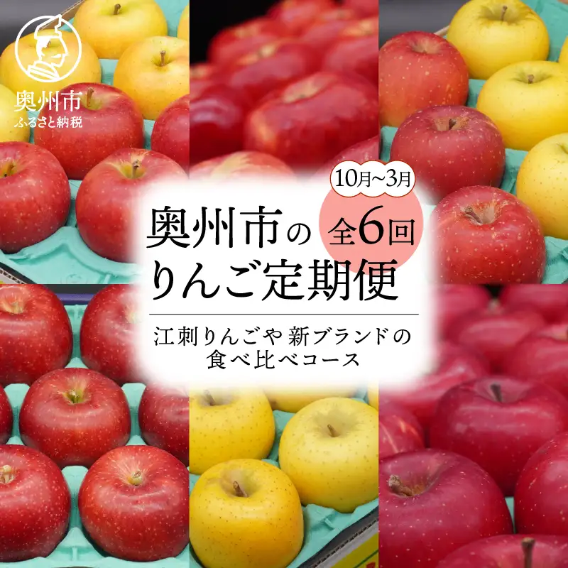 数量限定 奥州市のりんご定期便・6回（10月～3月） 江刺りんごや新ブランドの食べ比べコース [AQ030]