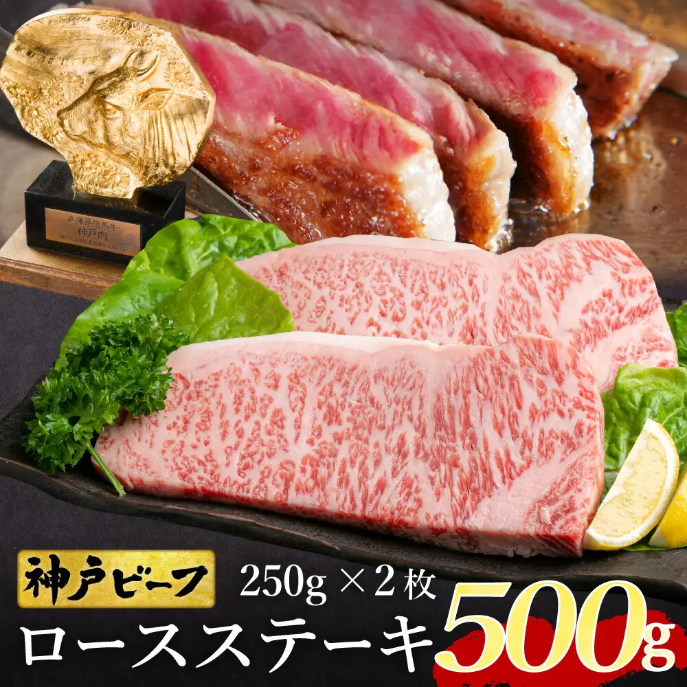 神戸牛 ロースステーキ 500g(250g×2枚) / 牛肉 ステーキ ロース 霜降り ステーキ肉 但馬牛 黒毛和牛 和牛 国産牛 赤身 ステーキ 牛 肉 焼肉 太田牧場 太田牛 神戸ビーフ TYST5【但馬牛太田家】