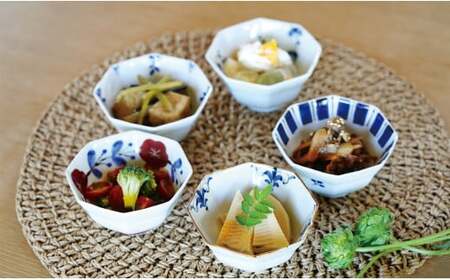「おうちで楽しむ」リム八角 深小鉢 絵変り 5個セット 第2弾【皓洋窯】有田焼 食器 うつわ 小鉢 セット 手描き ギフト | 40000円 4万円 | dl005