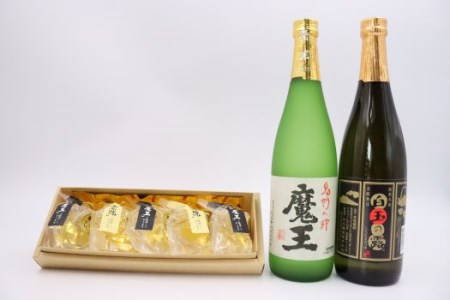 No.1271-2【期間限定】白玉醸造　魔王・白玉の露（4合瓶）と焼酎ゼリーのセット