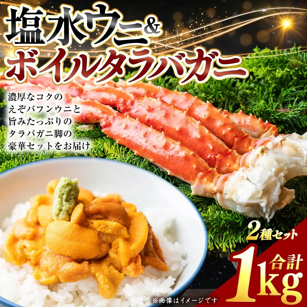 塩水ウニ（生えぞバフンうに）100g×2とボイルタラバカニ脚800g ふるさと納税 うに かに F4F-0701