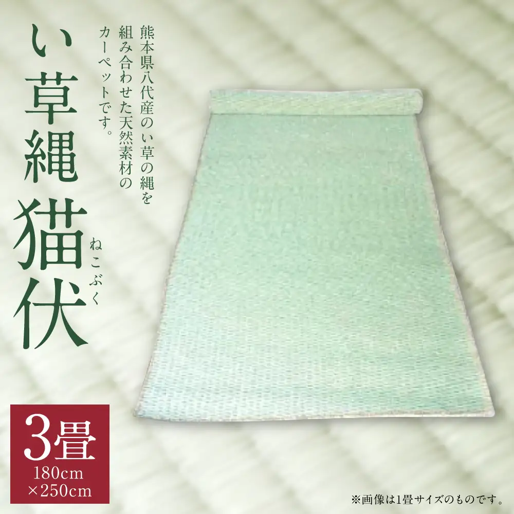 い草縄 猫伏（3畳）1,800mm×2,500mm カーペット ラグ マット い草 イ草 いぐさ イグサ 藺草 インテリア 九州産 国産 日本製