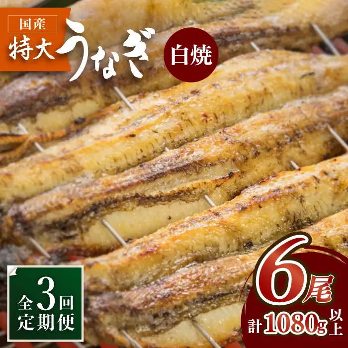 ふっくらジューシーのこだわりうなぎ【3回定期便】国産うなぎの白焼 6枚セット×3回 [FAD018]