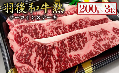 羽後和牛熟サーロインステーキ 秋田県産 羽後和牛【200g×3枚】
