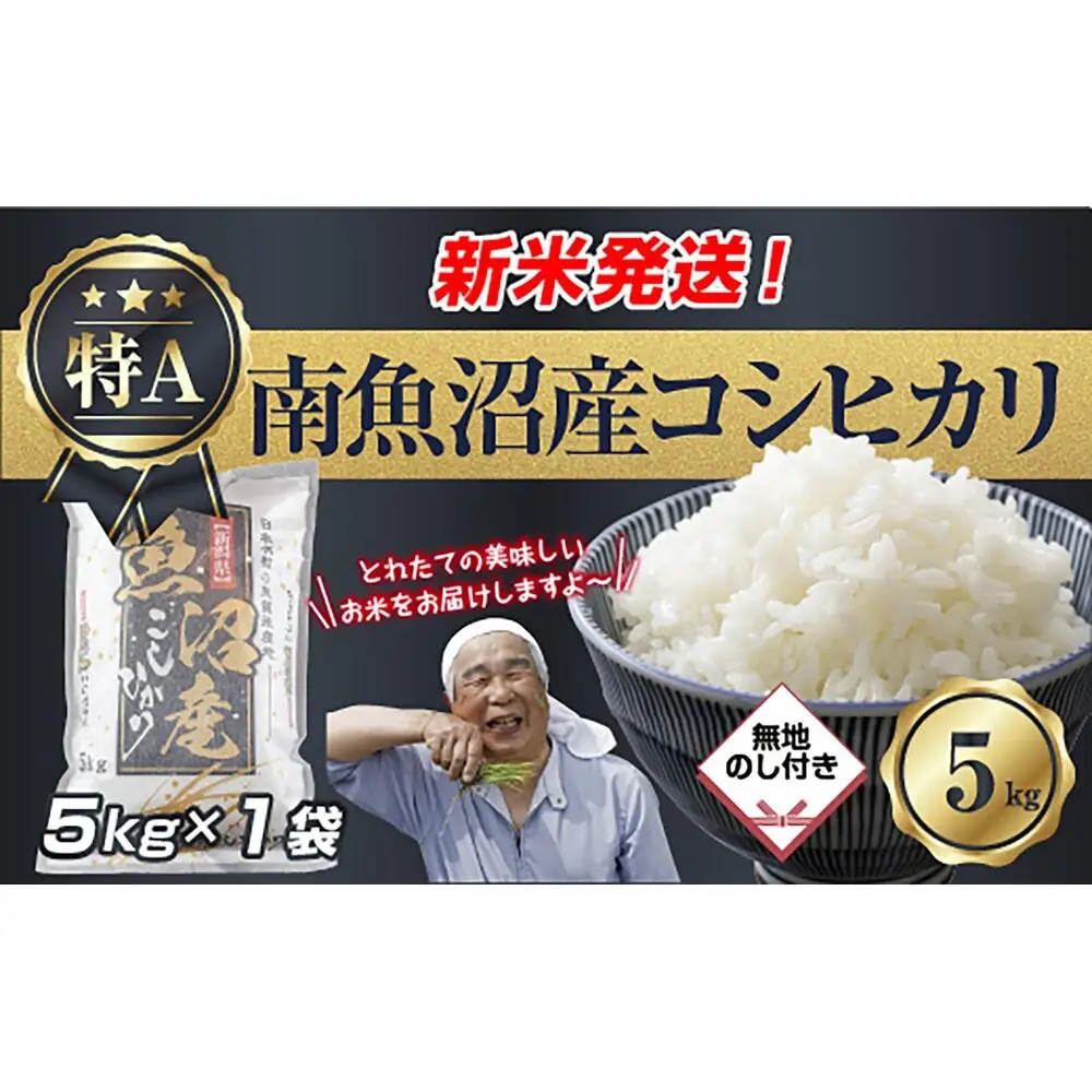【令和8年産　新米予約】「無地のし」  新潟県 南魚沼産 コシヒカリ お米 5kg 精米済み（お米の美味しい炊き方ガイド付き） お米 こめ 白米 こしひかり 食品 人気 おすすめ 送料無料 魚沼 南魚沼 南魚沼市 新潟県産 新潟県 精米 産直 産地直送 お取り寄せ【2026年10月中旬より1ヶ月以内に順次発送予定】
