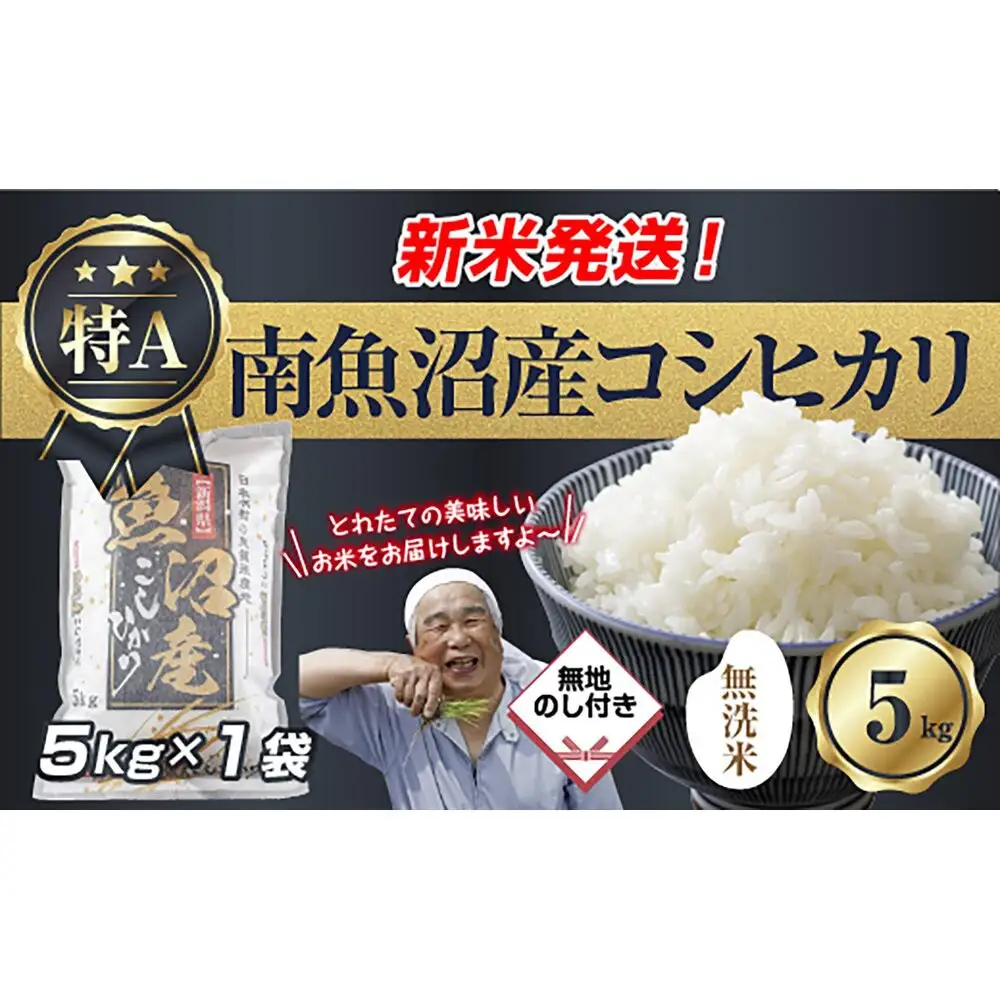 【令和8年産　新米予約】無地のし 「無洗米」 新潟県 南魚沼産 コシヒカリ お米 5kg 精米済み（お米の美味しい炊き方ガイド付き） お米 こめ 白米 こしひかり 食品 人気 おすすめ 送料無料 魚沼 南魚沼 南魚沼市 新潟県産 新潟県 精米 産直 産地直送 お取り寄せ【2026年10月中旬より1ヶ月以内に順次発送予定】