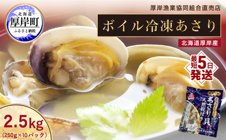 冷凍 あさり 250g ×10パック(合計約2.5kg) ボイル あさり