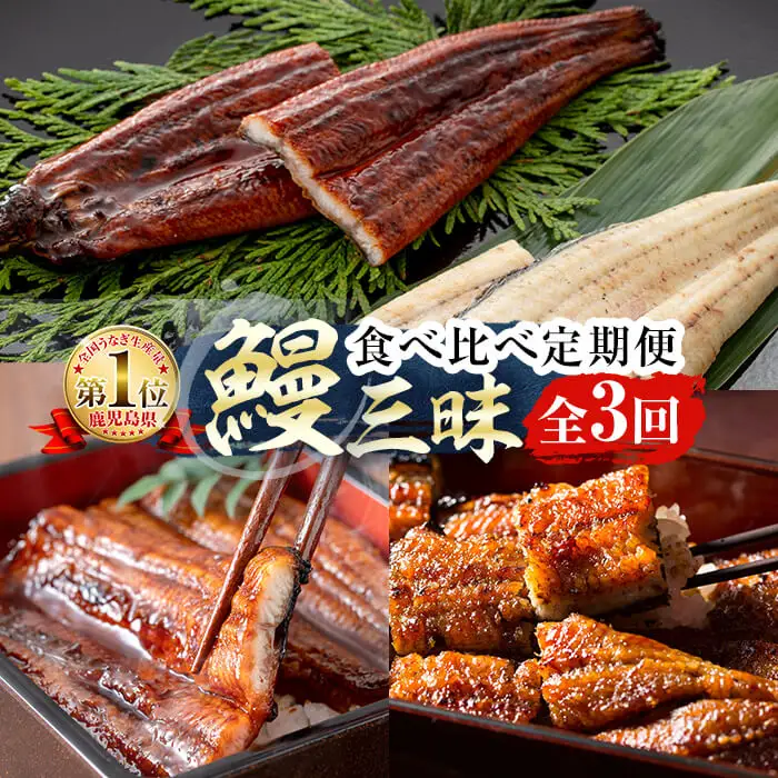 【定期便・全3回】志布志鰻三昧！事業者別の鰻を食べ比べ＜計9尾・1.4kg以上＞ t0066-006
