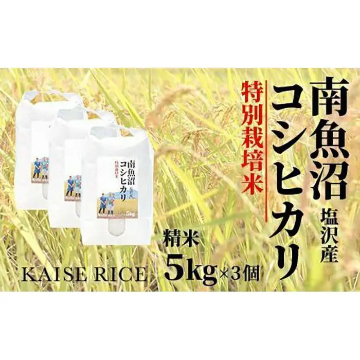 【令和8年産 新米】南魚沼産塩沢コシヒカリ【従来品種】（特別栽培米８割減農薬）精米５ｋｇ×３個
