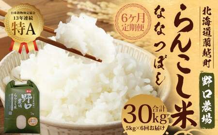 【6ヶ月定期便】らんこし米 (ななつぼし) 5kg (野口農場)【2024年10月下旬発送開始】