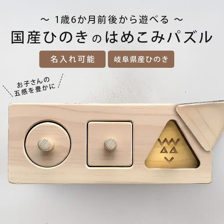 岐阜県産ひのきを使った木のはめこみパズル