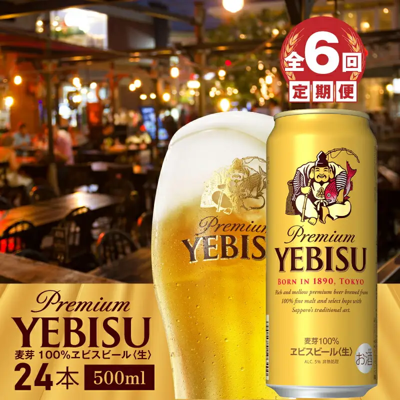 『定期便：全6回』ヱビスビール500ml×24本【300070223906】