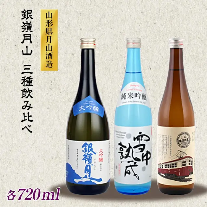 FYN6-587 山形の地酒【銀嶺月山】3種飲みくらべ 720ml×3本 山形県 西川町