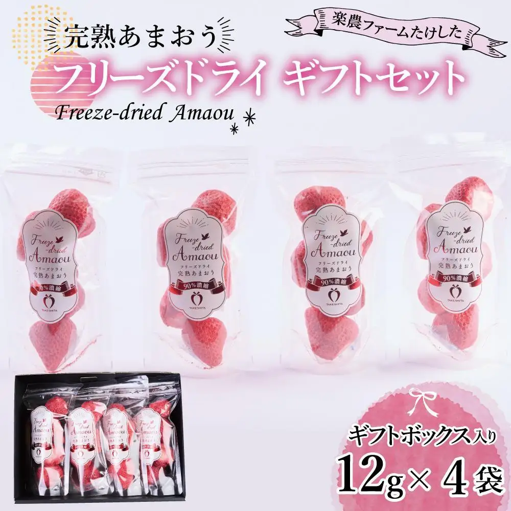 形も味もそのまま楽しめる！完熟あまおう【フリーズドライギフトセット】 (12g×4袋)