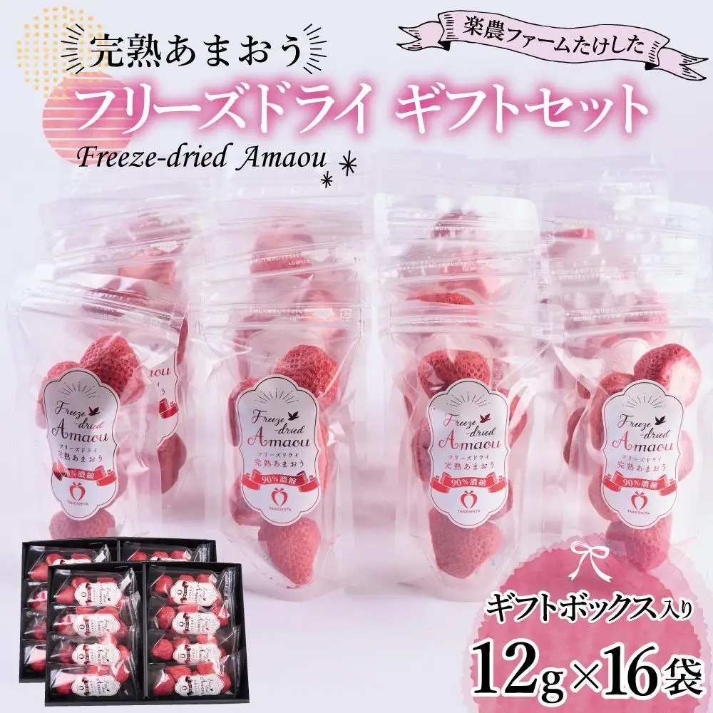形も味もそのまま楽しめる！完熟あまおう【フリーズドライギフトセット】 (12g×16袋)