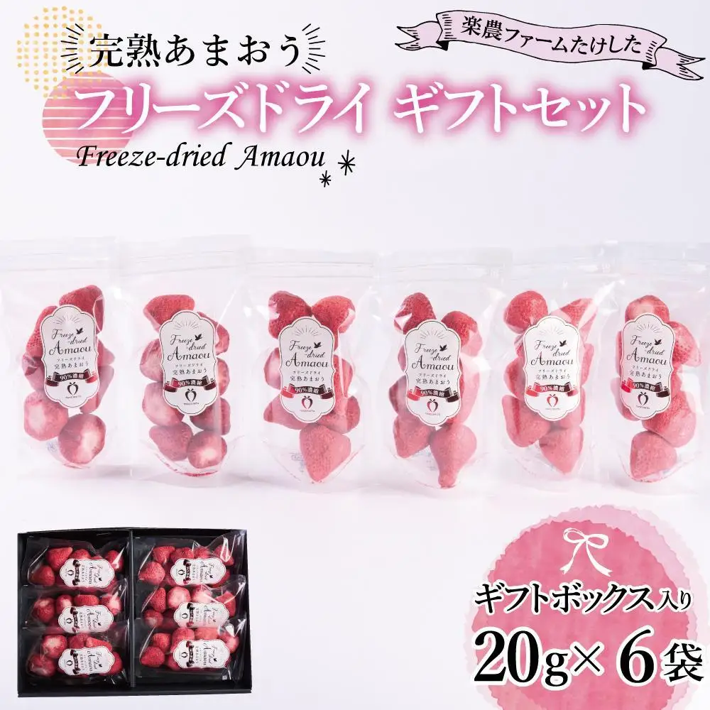 形も味もそのまま楽しめる！完熟あまおう【フリーズドライギフトセット】 (20g×6袋)