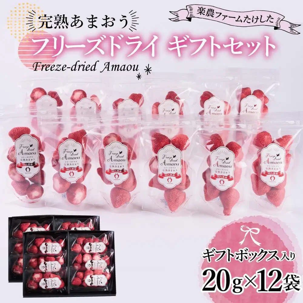形も味もそのまま楽しめる！完熟あまおう【フリーズドライギフトセット】 (20g×12袋)