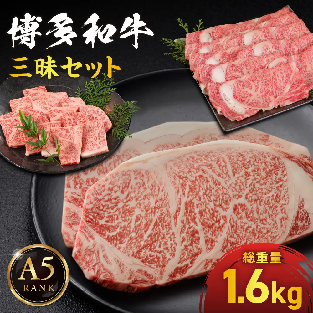 【A5ランク】博多和牛三昧セット(サーロインステーキ/しゃぶしゃぶ・すき焼き/焼肉)【伊豆丸商店】_HA0182