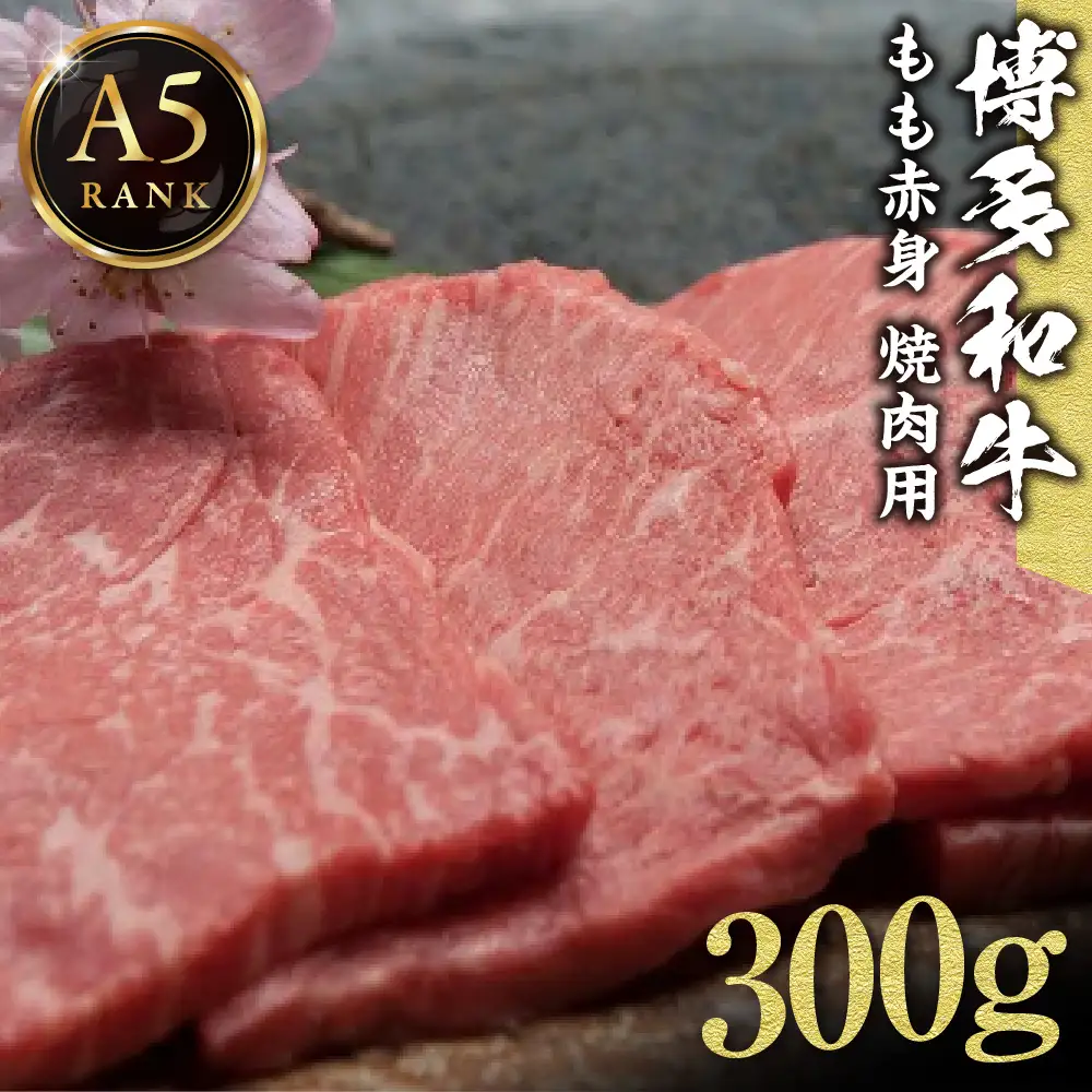 【A5ランク】 黒毛和牛 (博多和牛) もも赤身焼肉用 300g【伊豆丸商店】_HA0202