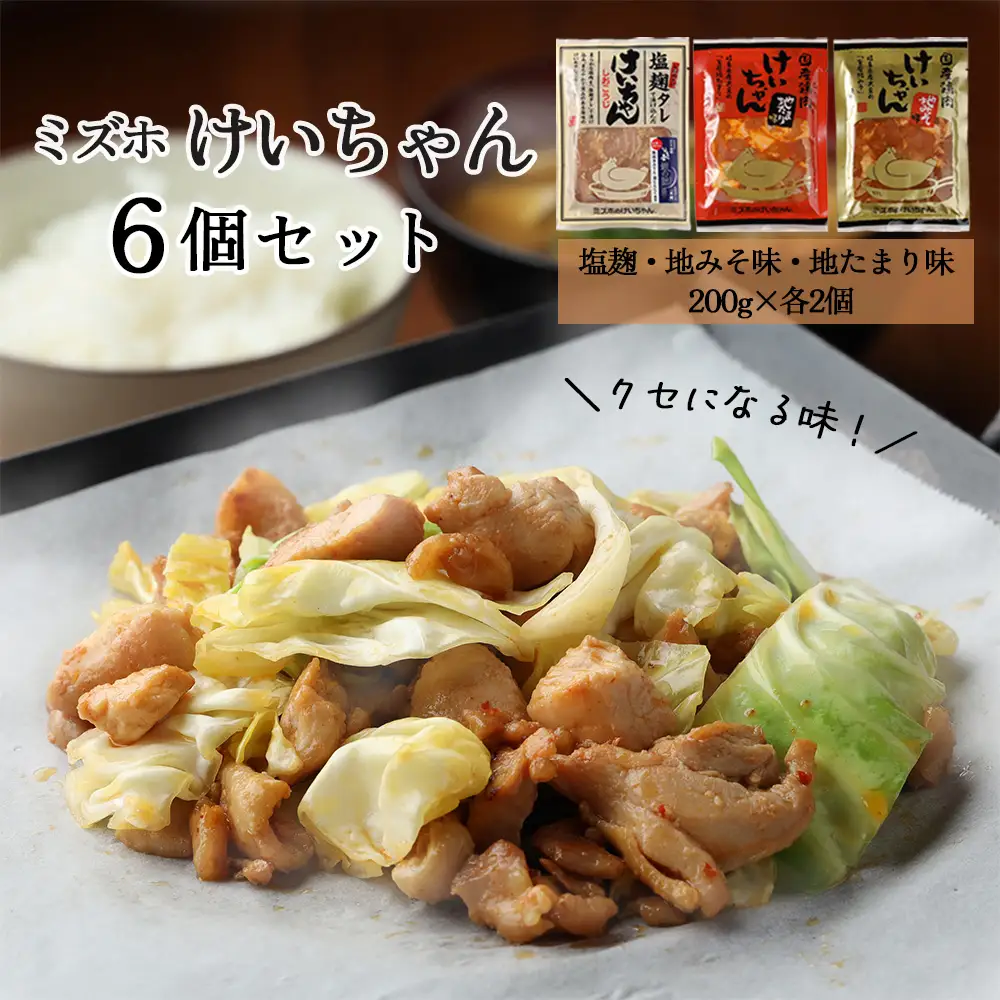 ミズホけいちゃん６個セット(塩麹、地みそ味、地たまり味　200g×各2個）【21-1】