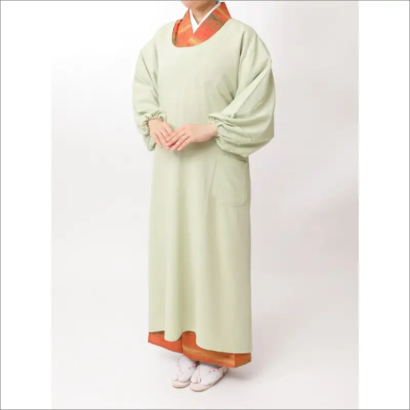 【割烹着】丹後ちりめん割ぽう着 グリーン フリーサイズ ポケット付 キッチン用品 エプロン 割烹着 かっぽうぎ ちりめん 料理 グリーン ふるさと 納税 キッチン用品 丹後ちりめん 縮緬 洗濯OK 撥水効果 国産 日本製 京都 送料無料